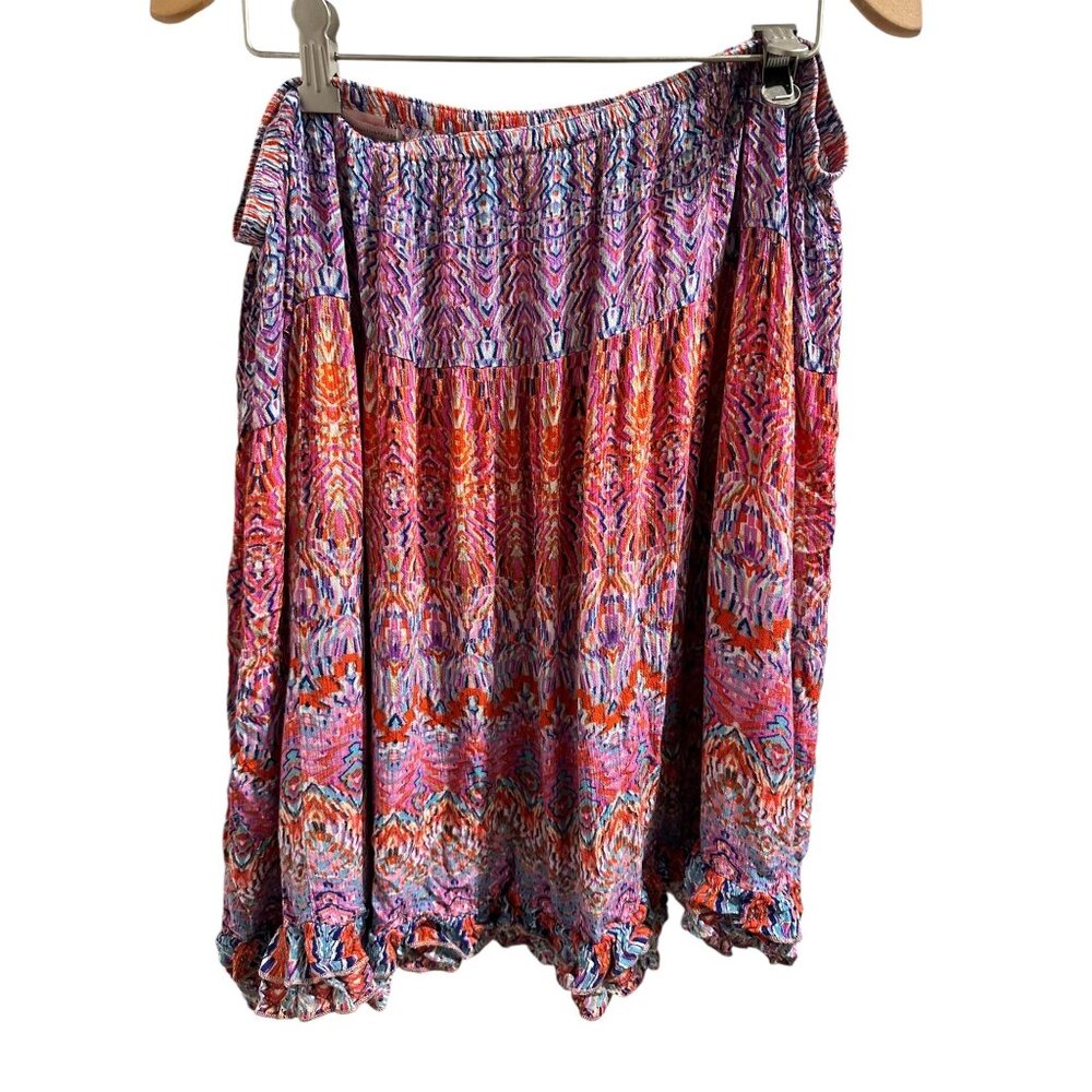 🍒 2/$20 🍒 Colorful Printed Women's Rayon Skirt XL By Cb